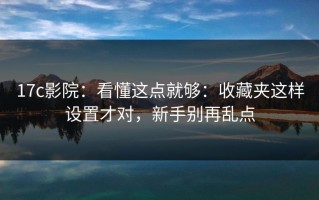 17c影院：看懂这点就够：收藏夹这样设置才对，新手别再乱点
